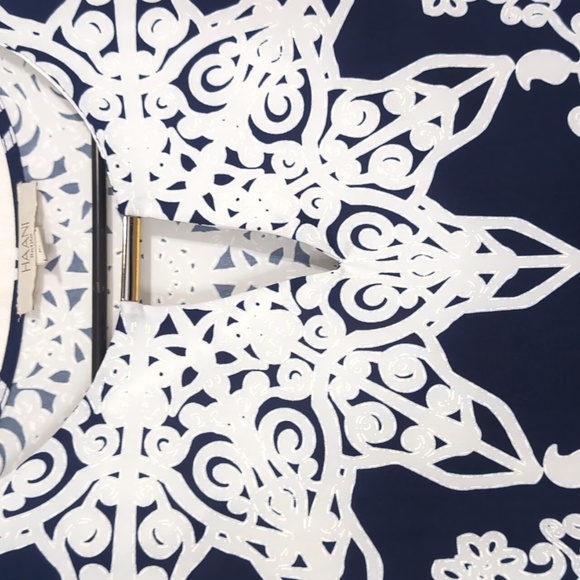 Haani Petite Navy White Mandala Print Shift Dress Size Petite Medium - Picture 3 of 5